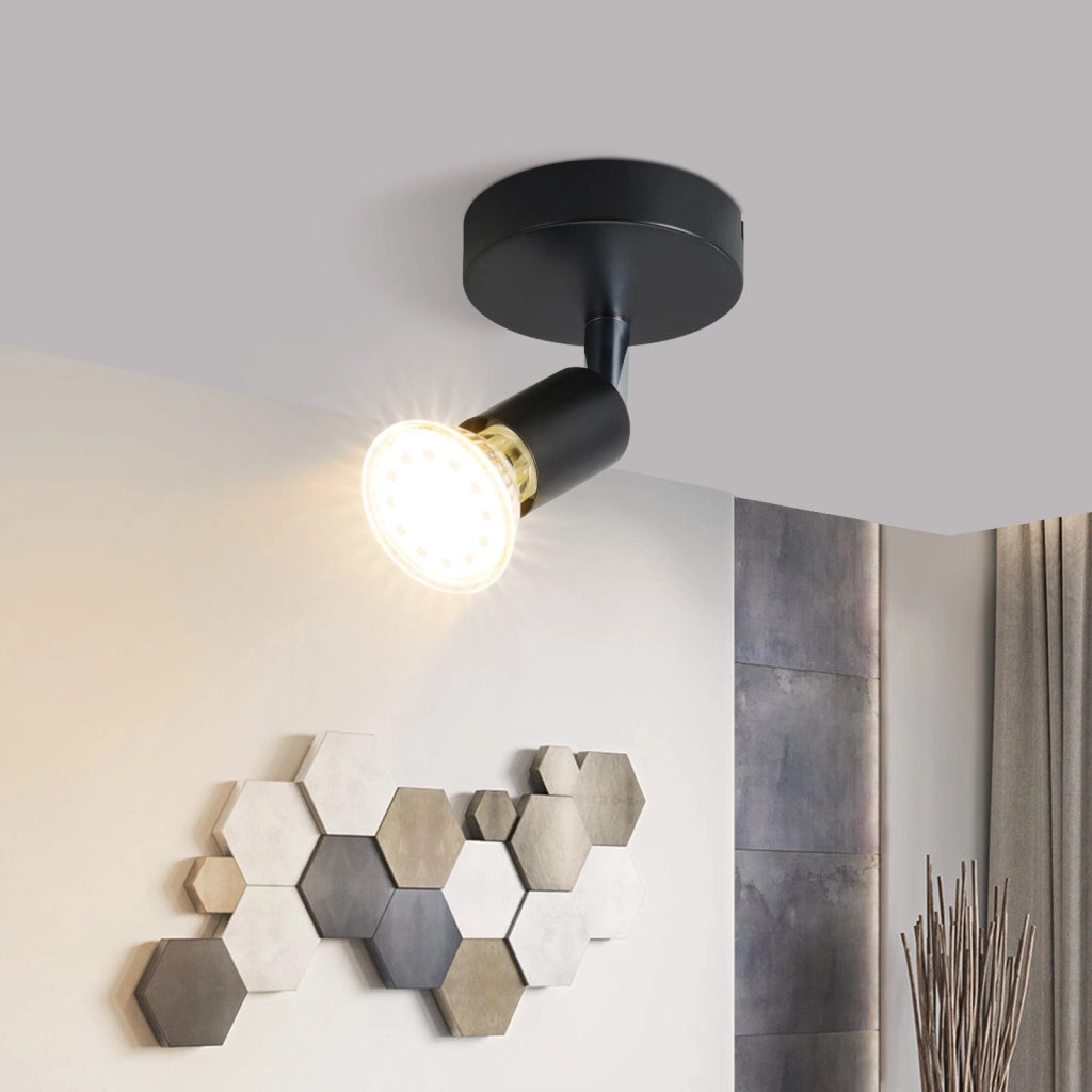 ZMH Faretto da soffitto neri GU10 rotanti 350° paralume metallo tessuto max 40W per interni
