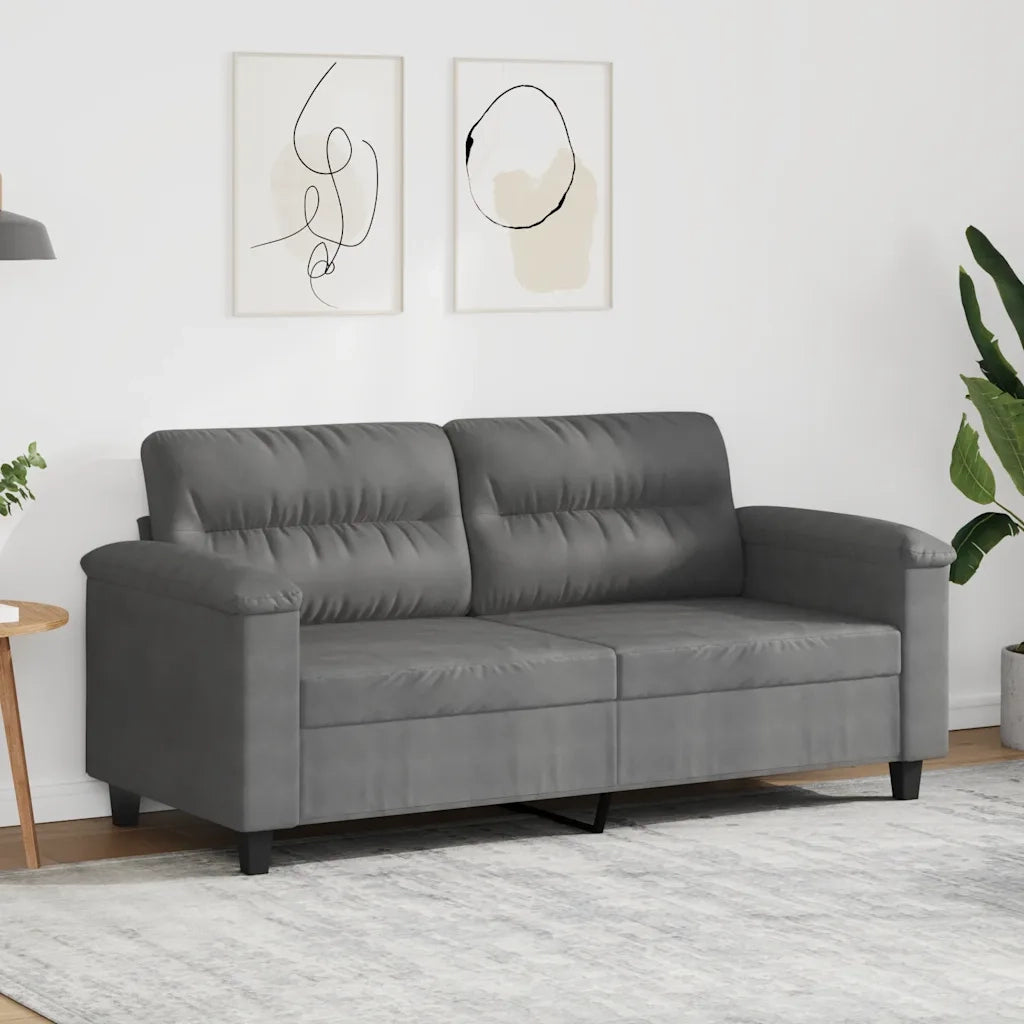 Divano a 2 Posti-Sofa 2 Posti Grigio Scuro 140 cm in Tessuto Microfibra