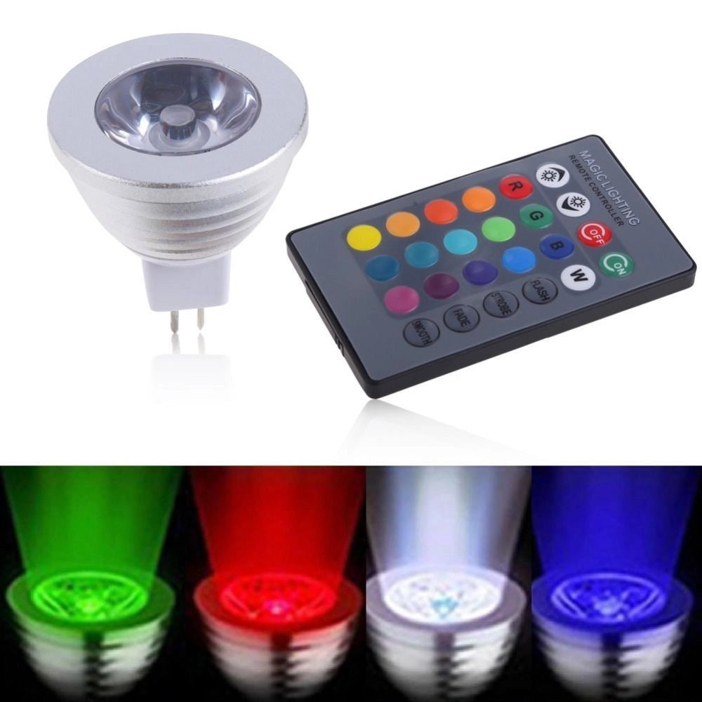 Trade Shop - Faretto Led Luce Rgb Programmabile Multicolor E27 Gu10 E14 Mr16 Con Telecomando -       -mr16-