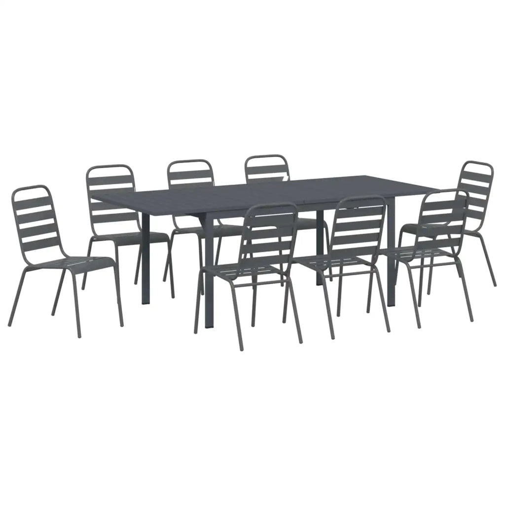 Set da Pranzo per Giardino 9 pcs Antracite