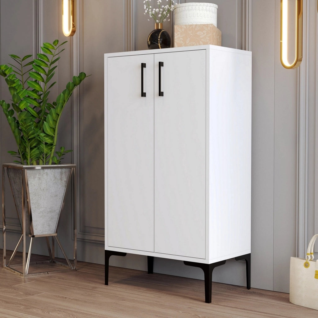 Mobile Portascarpe Cavalieri, Scarpiera 4 Ripiani, 60x35x111h cm Bianco