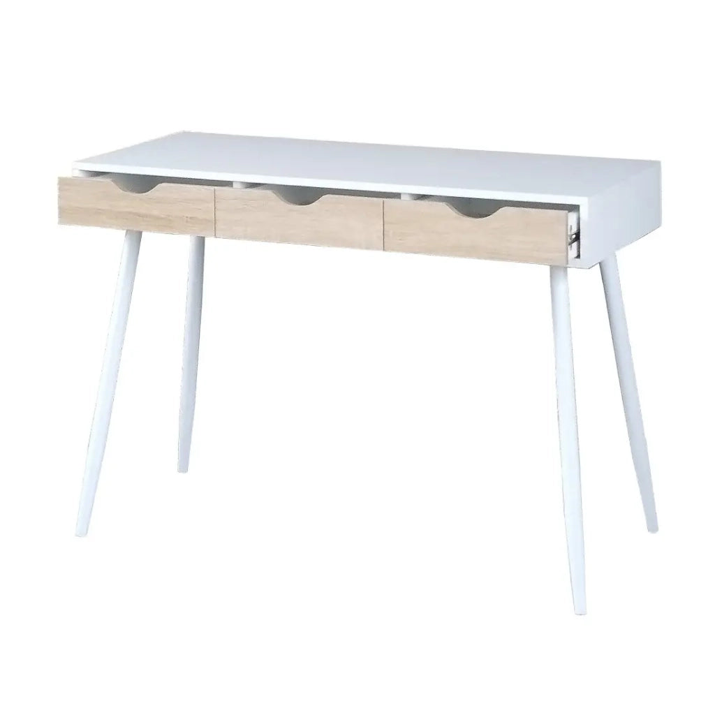 Scrivania FLORIDA 3 cassetti – Color bianco effetto legno – Stile scandinavo