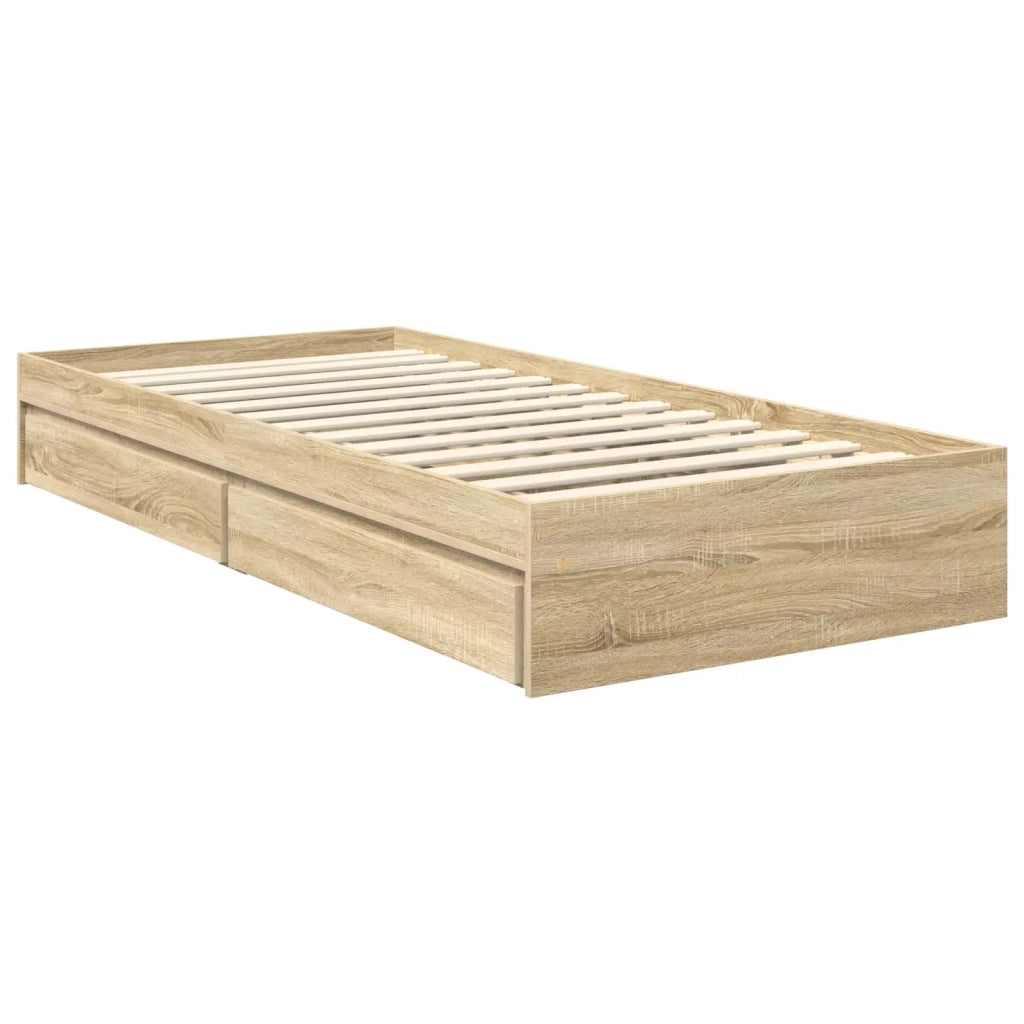 Letto con Contenitore con testiera-Struttura Letto con contenitore Rovere Sonoma 90 x 200 cm 597294