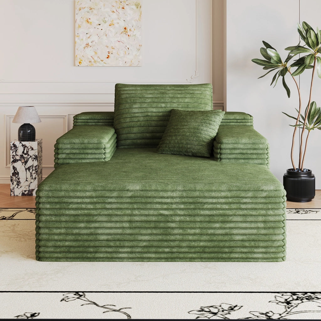 DIVANO Chaise longue 115 x 159 cm in tessuto verde