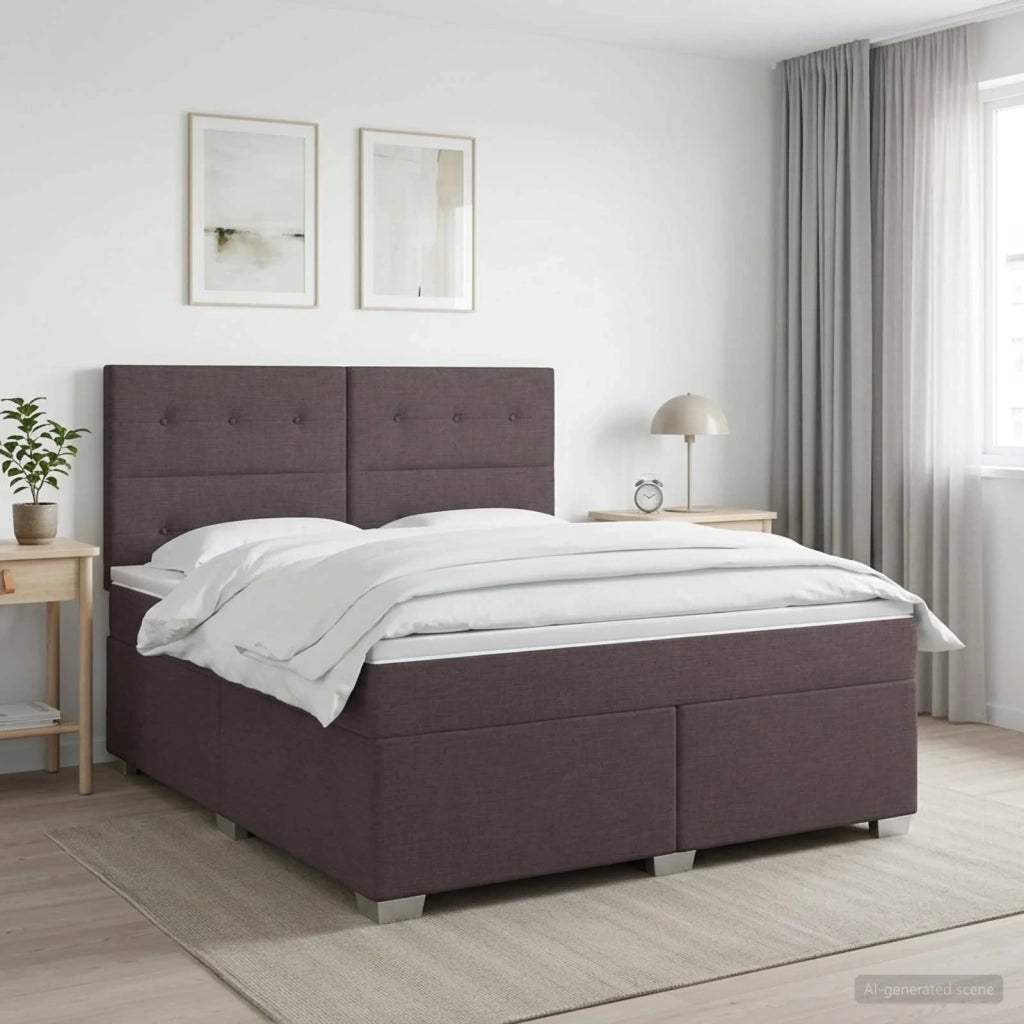 Letto box spring con materasso Marrone Scuro 140 x 190 cm 3453405