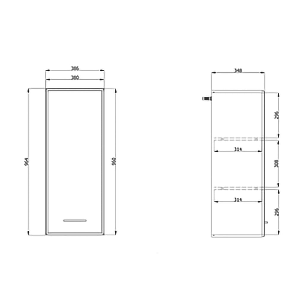 Fresis, Mobile Pensile 2 Ripiani, 39x96h cm Bianco Opaco