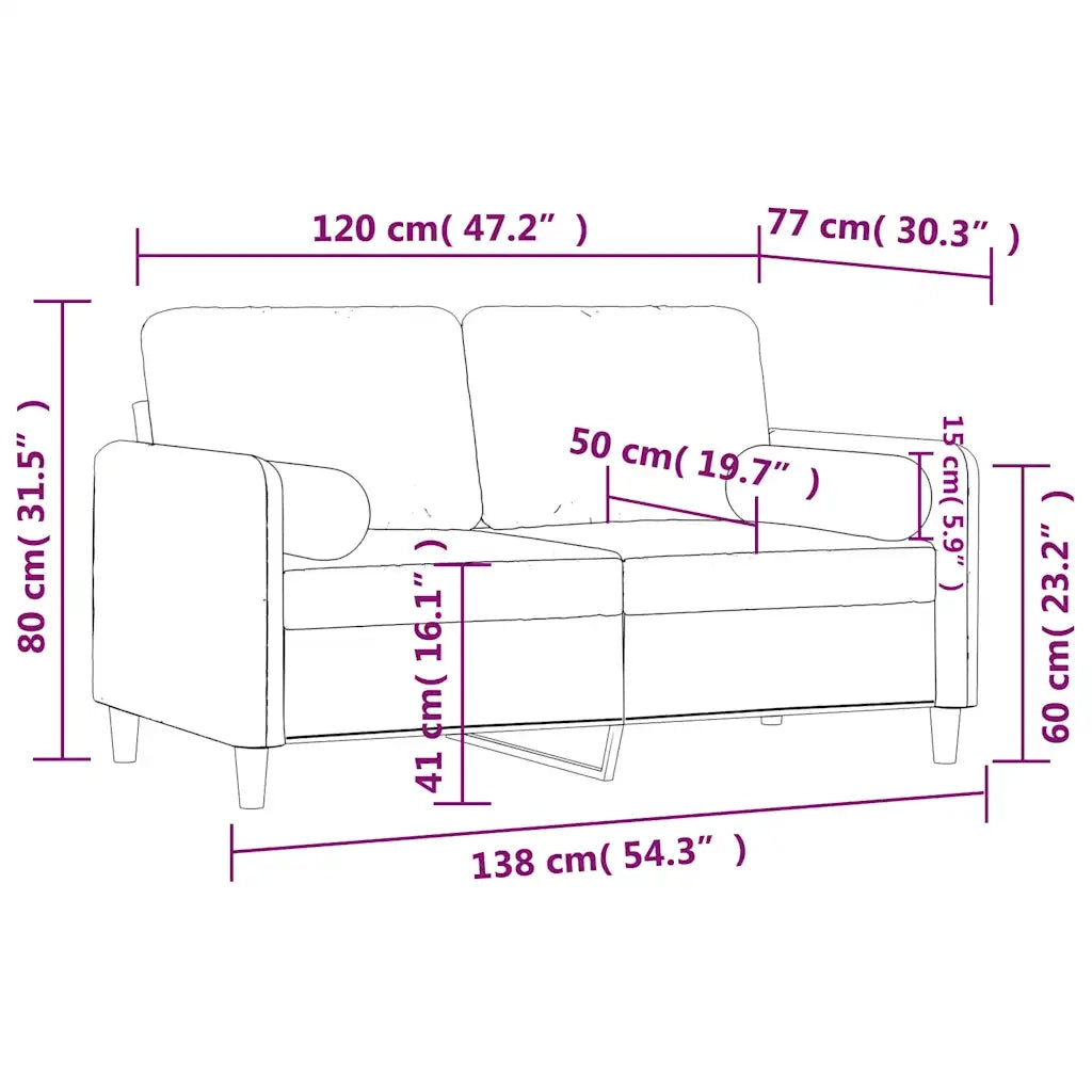 Divano a 2 Posti con Cuscini-Sofa 2 Posti con Cuscini Nero 120 cm in Velluto 586810