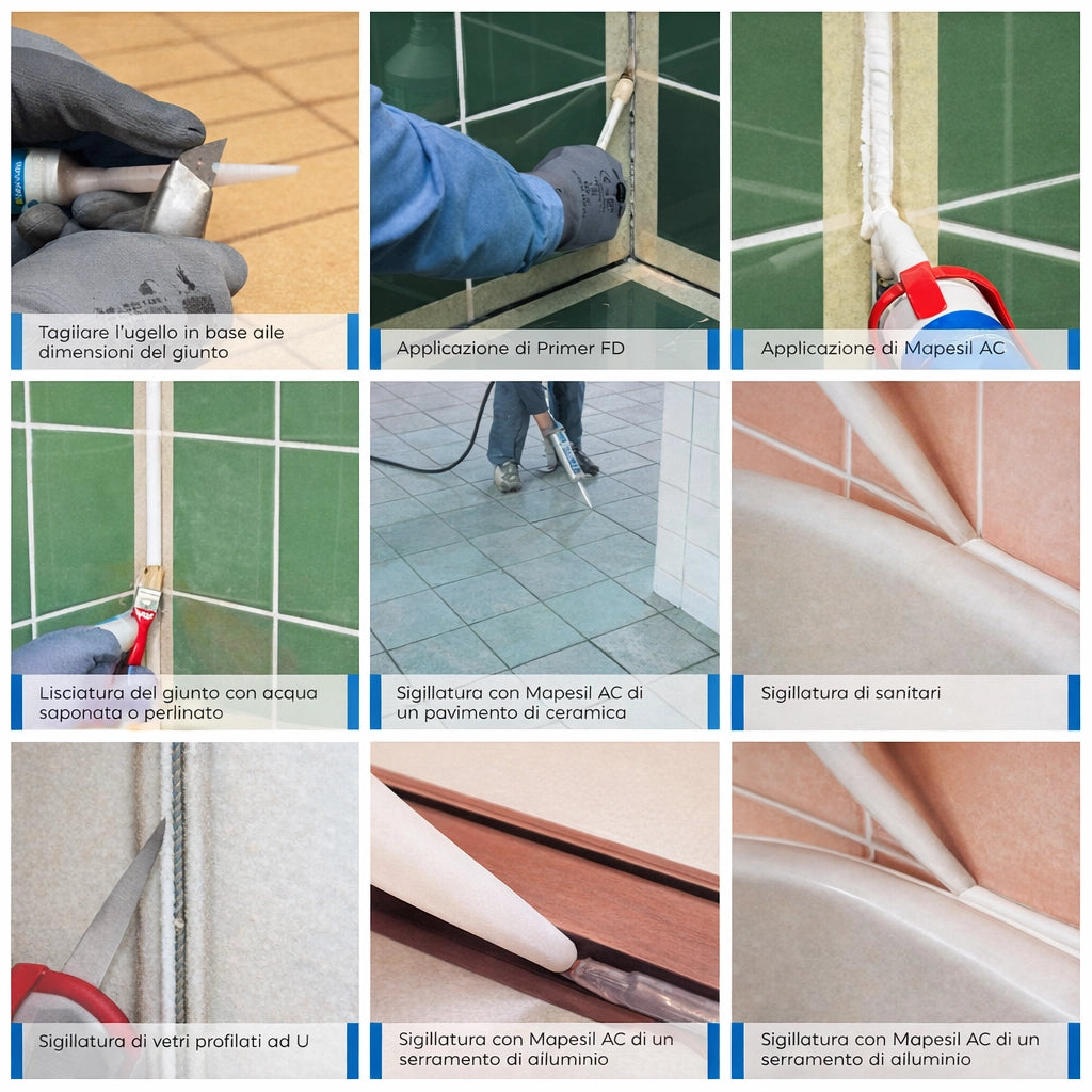 Mapei mapesil ac silicone acetico elastico resistente alla muffa 310 ml 6 pezzi *** colore- grigioverde - 176, confez...