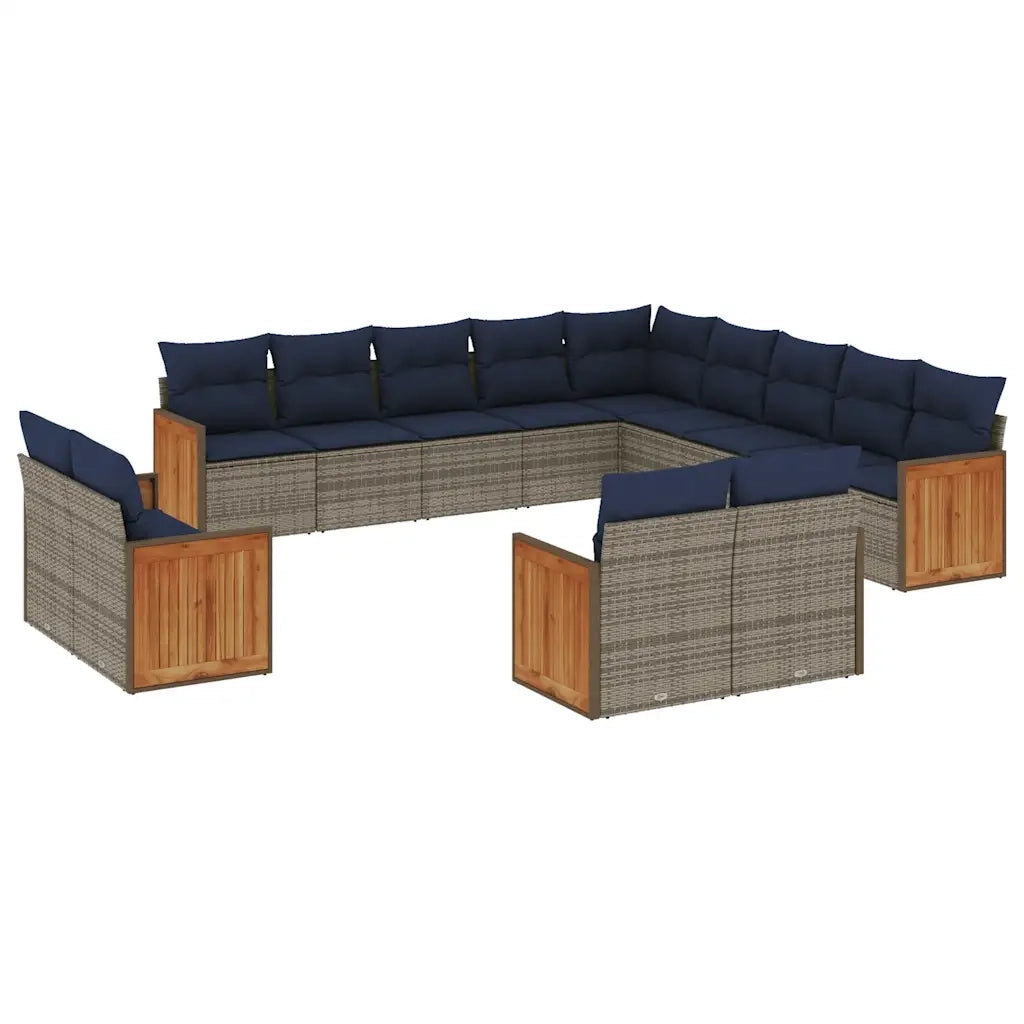 Set Divani da Giardino 13 pz con Cuscini Grigio in Polyrattan 3228210