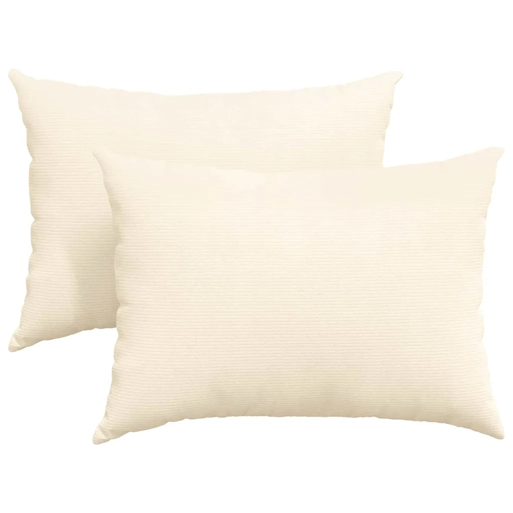 Cuscini da Divano 2 pz-Set di 2 Cuscini per Sofa Crema 70 x 50 cm Tessuto in Cords 631437