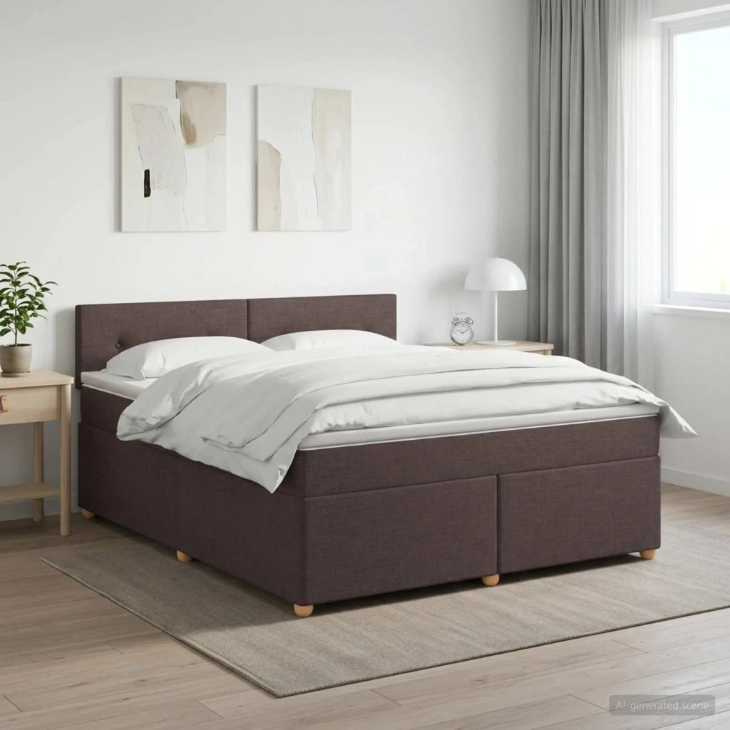 Letto box spring con materasso Marrone Scuro 140 x 190 cm 3450954
