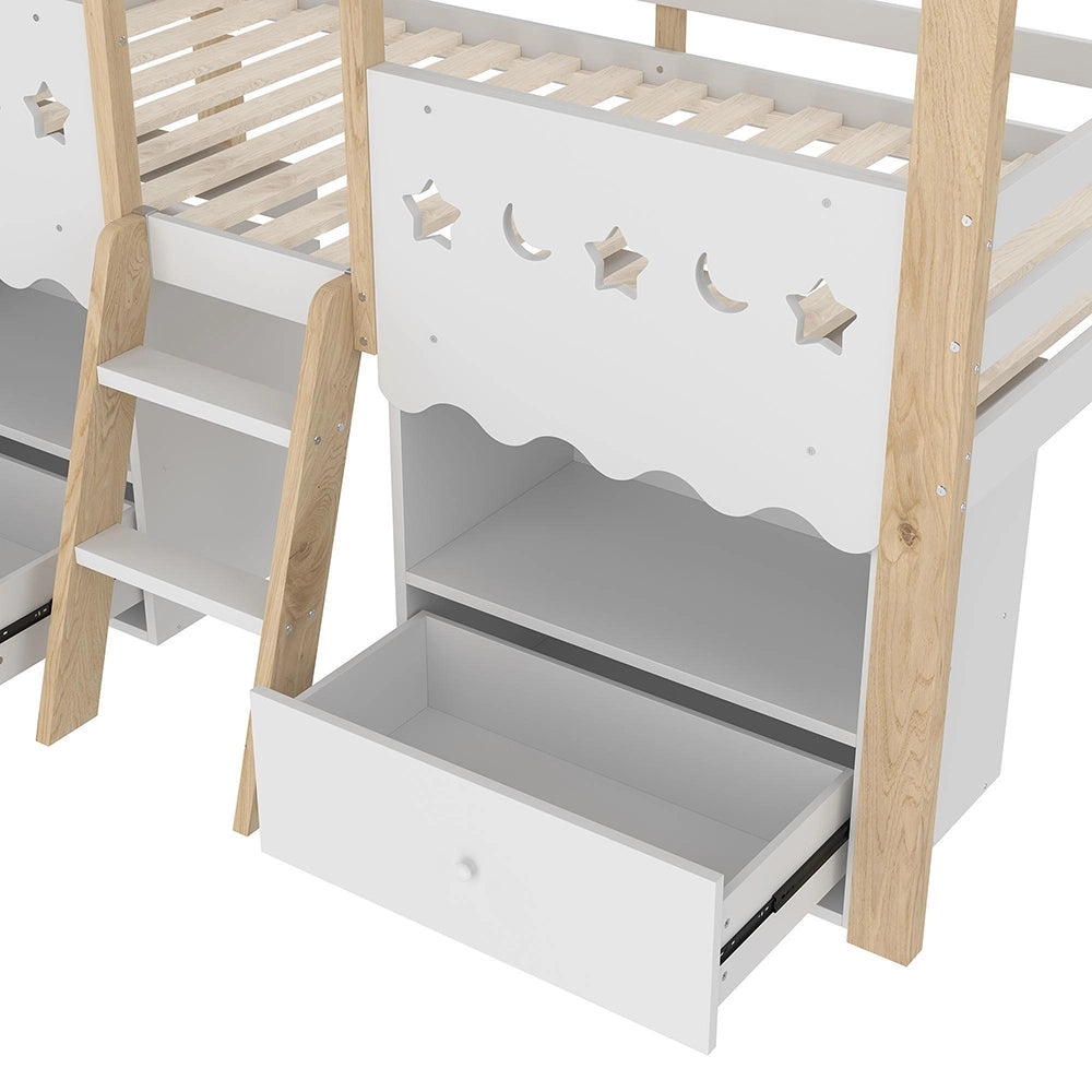 Letto mezzano - Xylo - 90x200 cm a casetta LED