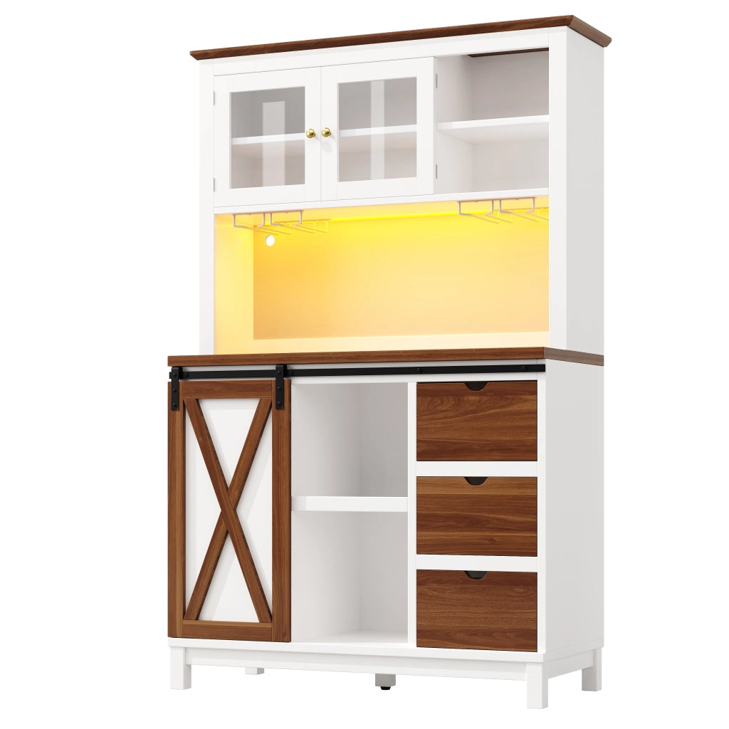 Credenza con LED e Cassetti ¨C MINIMAL ¨C Bianco, Ante Scorrevoli