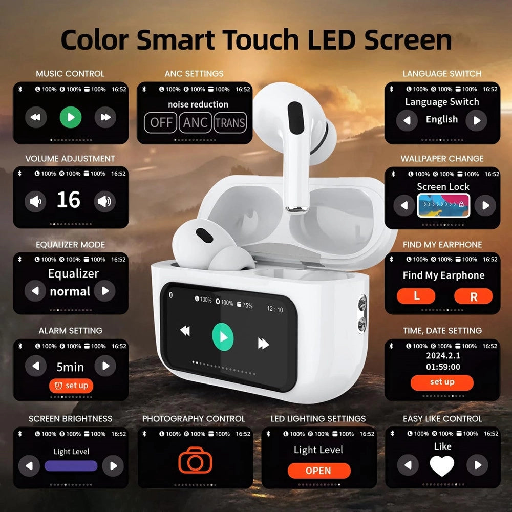 Trade Shop - Auricolari In-ear Cuffie Tws Bluetooth Wireless V5.4 Custodia Lcd Touch Screen -