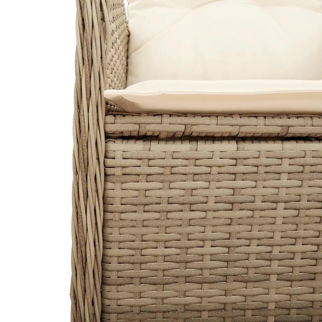 Set Bistrò da Giardino 11 pz con Cuscini in Polyrattan Beige