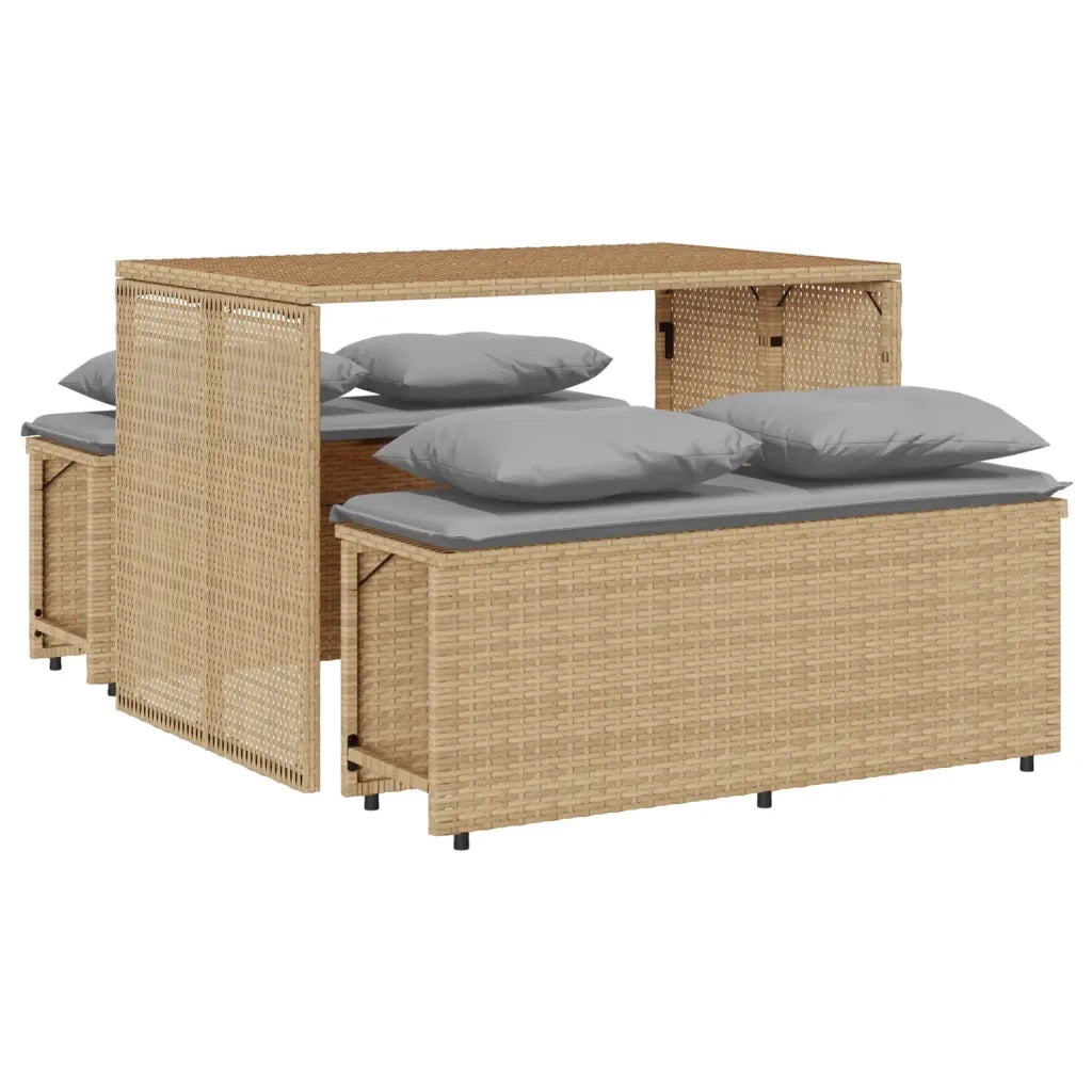 Set da Pranzo da Giardino 3 pz con Cuscini Beige in Polyrattan 4003905