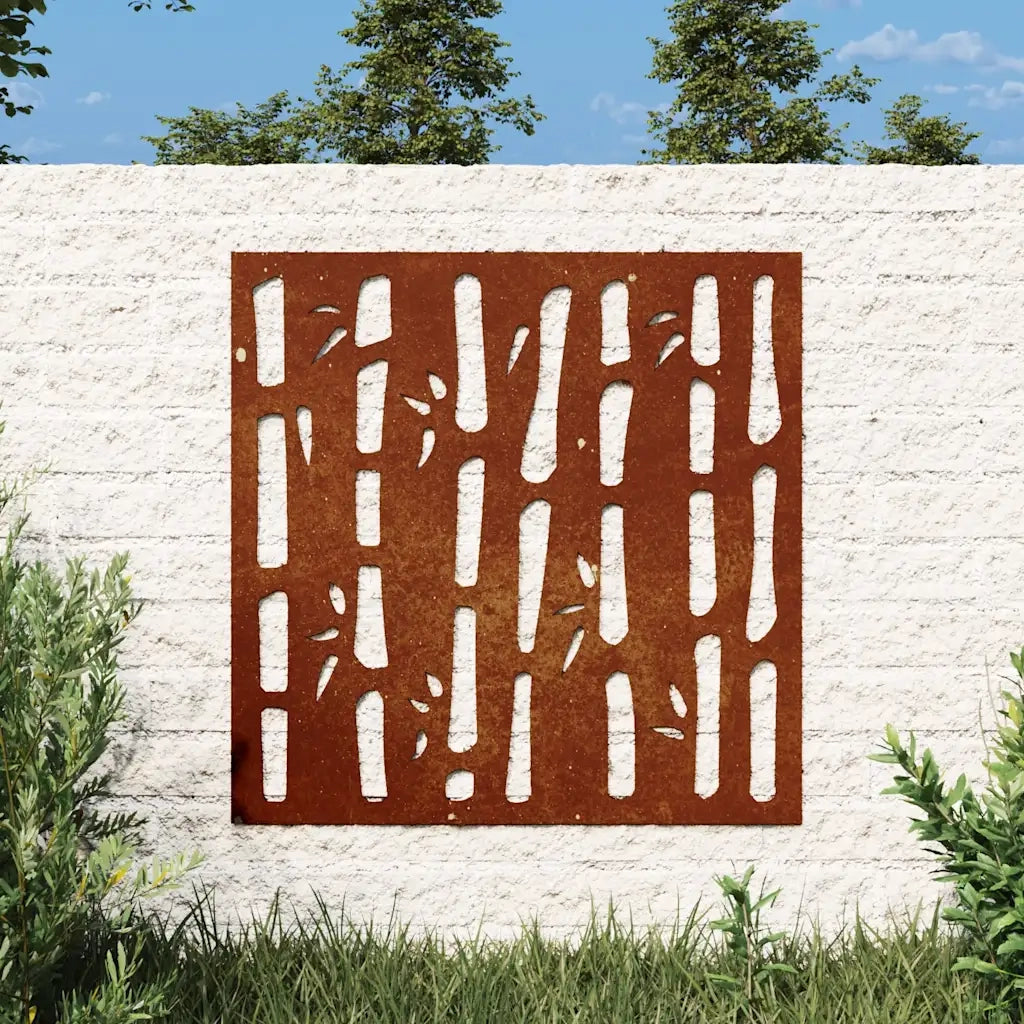 Decorazione Muro da Giardino 55x55 cm Bamb¨´ in Acciaio Corten CFW1553347