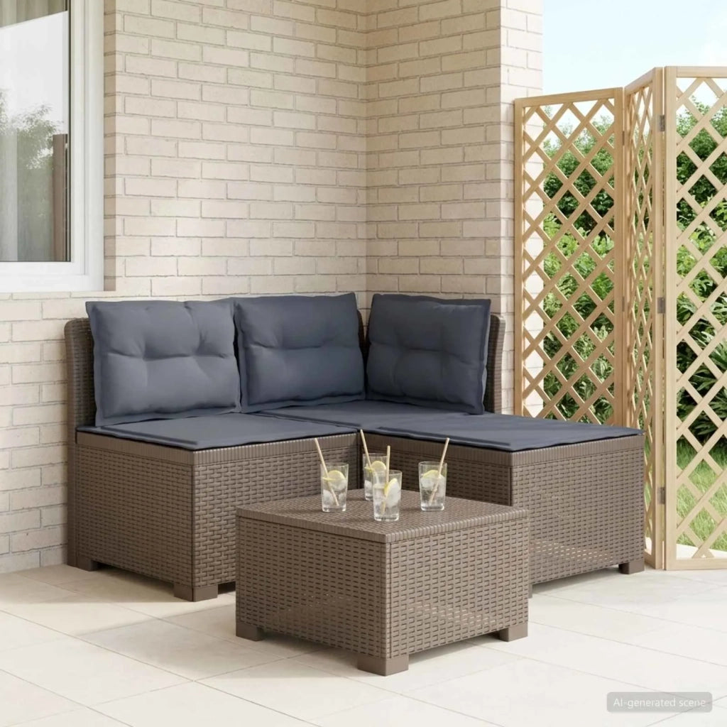 Divano da esterno-Divano da Giardino 3 posti con cuscini in look rattan PP 671964