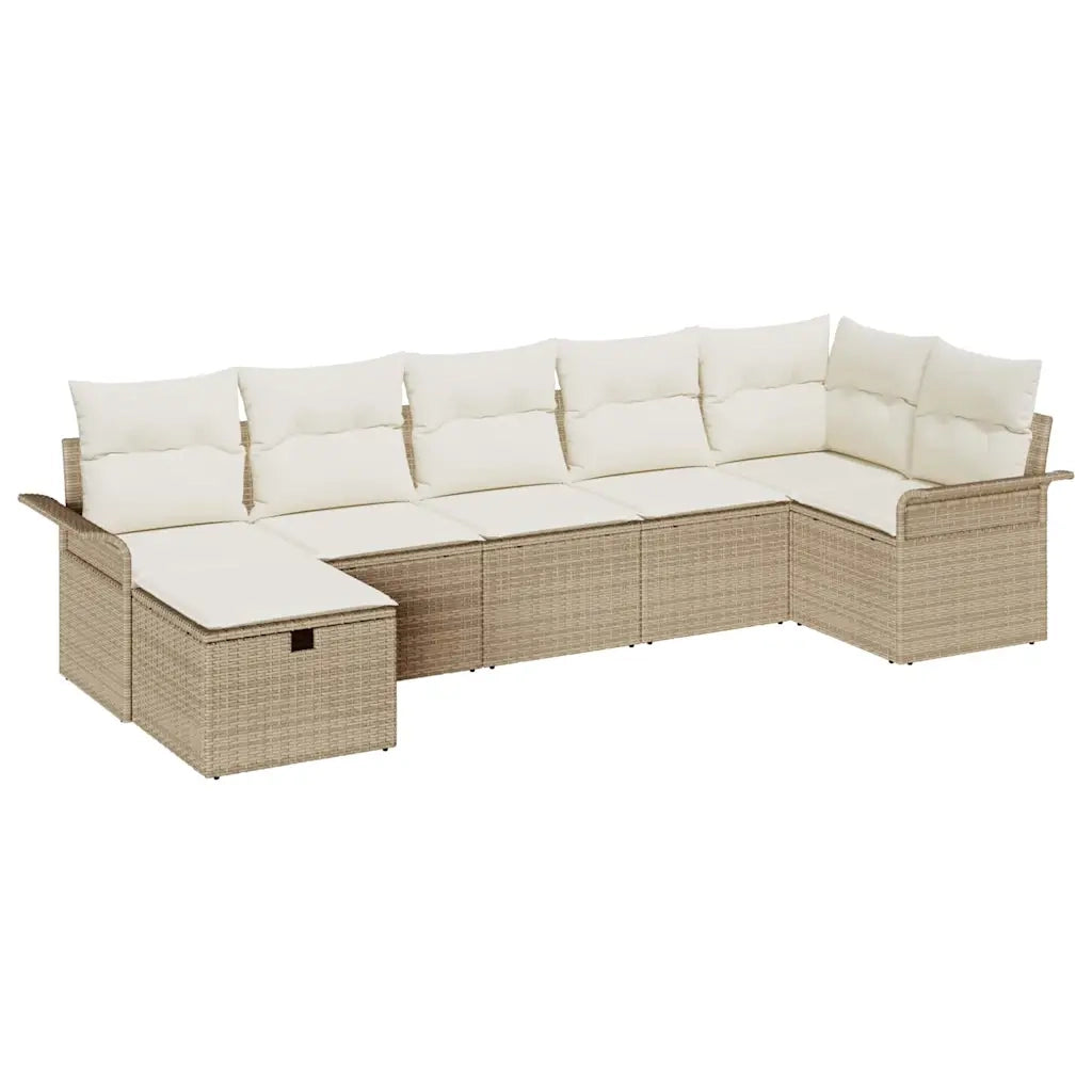 Set Divano da Giardino con cuscino 7 pcs Beige Poly Rattan 3360232