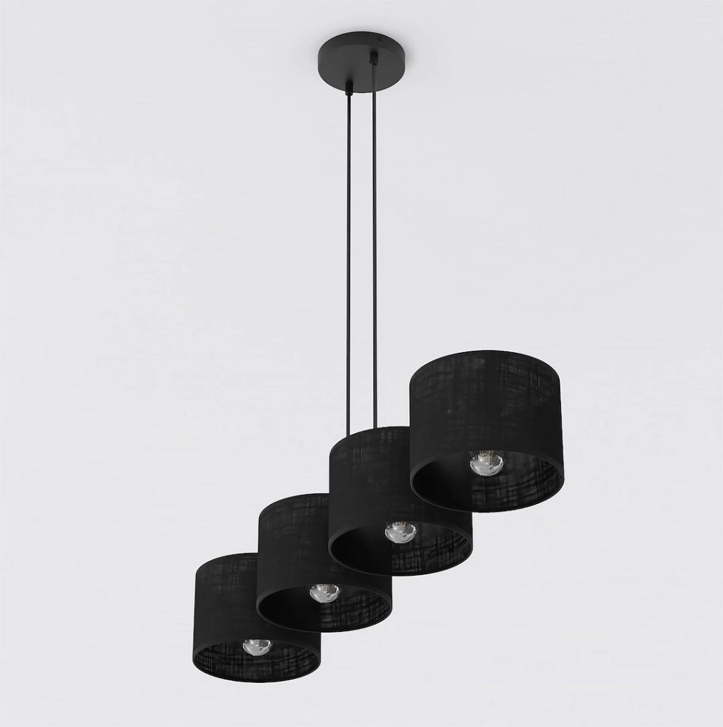 Lampada a sospensione ECO nera cilindrica 4xE27 Emibig