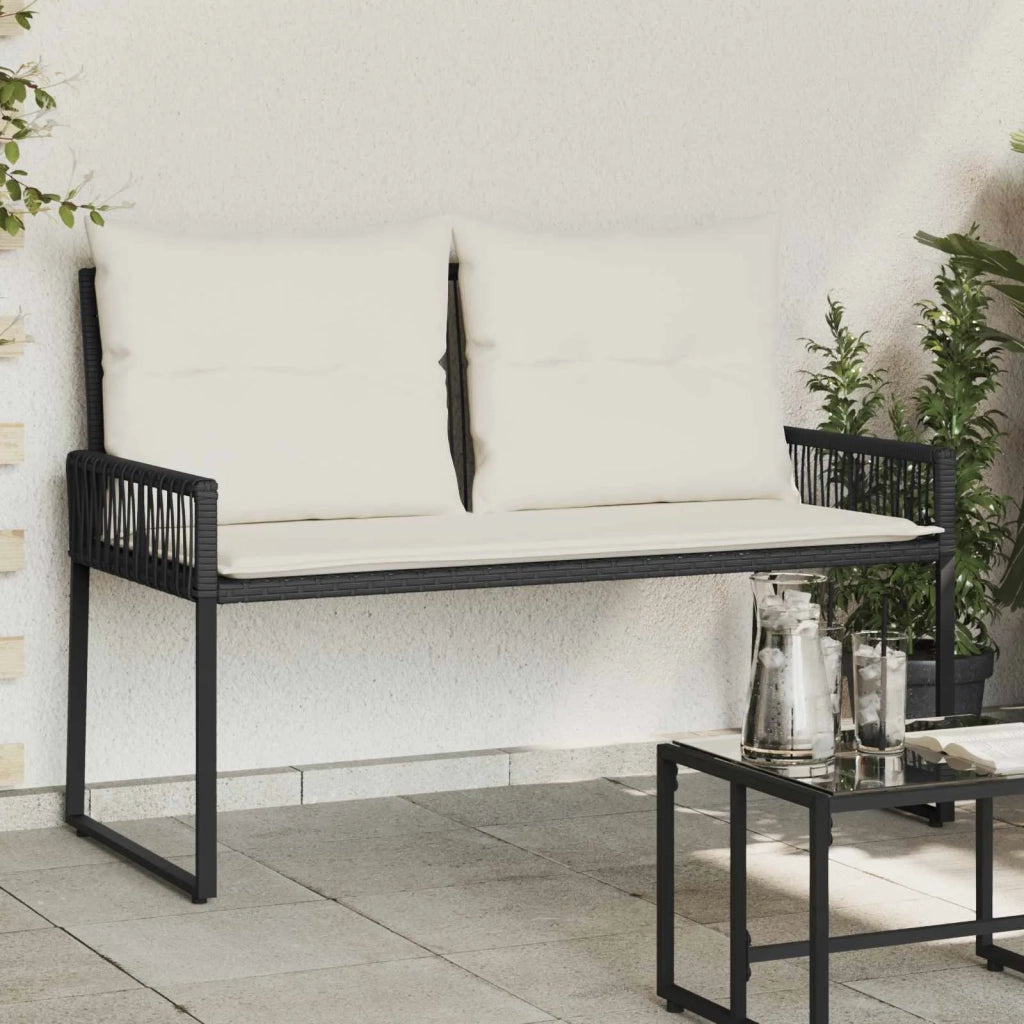 Panchina da esterno | Panchina da Giardino | Panca da Giardino 4 pz Nero e Bianco Crema polyrattan