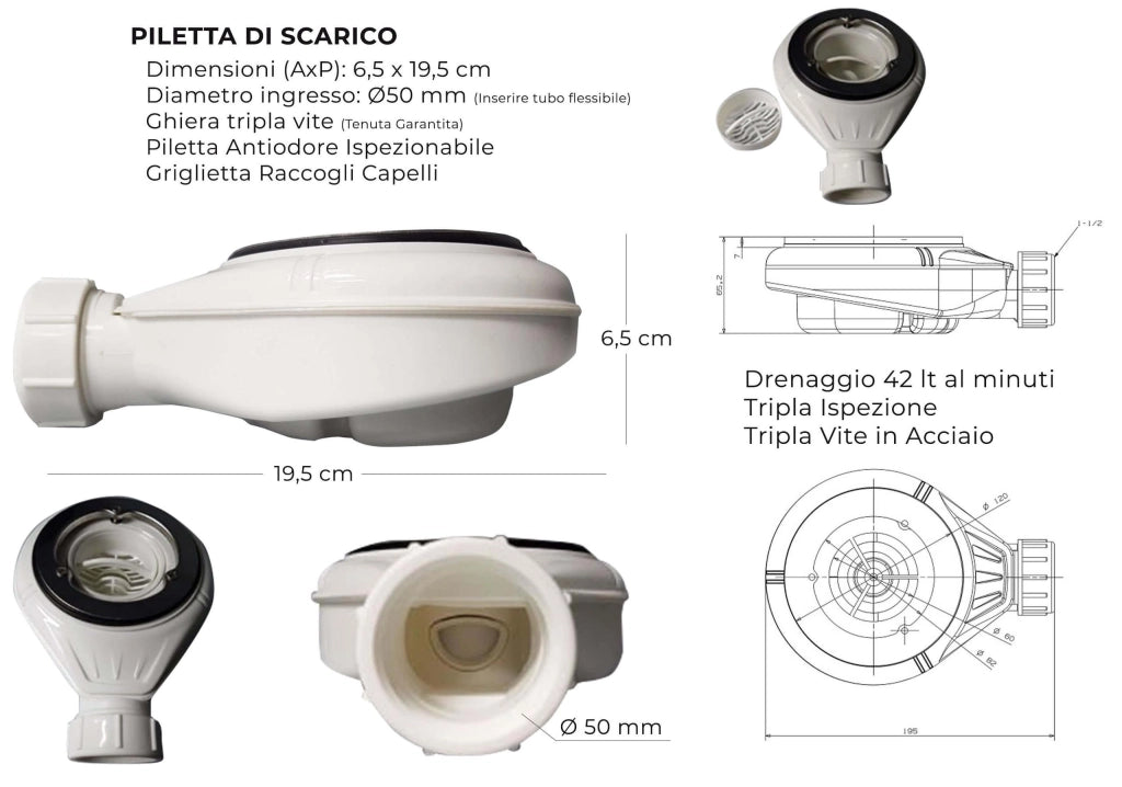 Piatto Doccia in Pietra 70x100 cm Bonussi Canton Moka