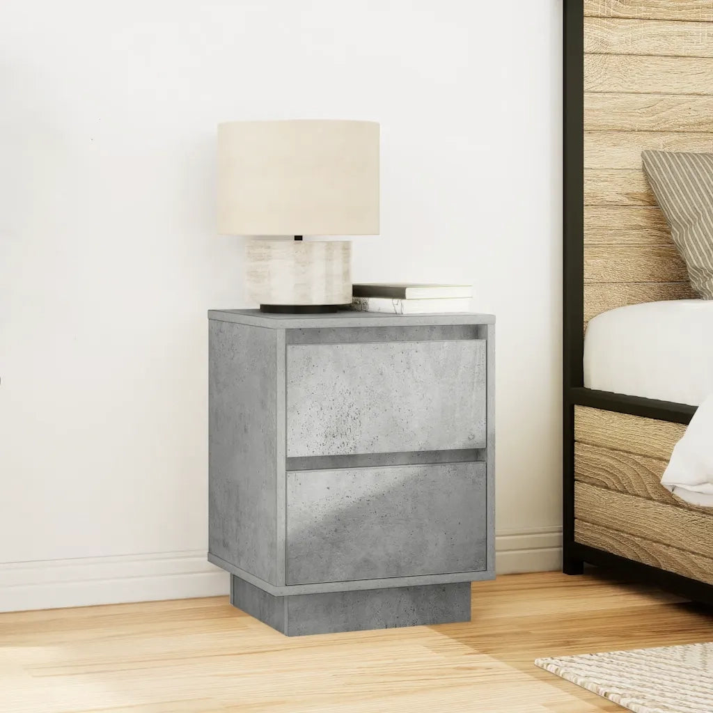 Comodini con Luci a LED 2 pz Grigio Cemento 38x34x50 cm 861290
