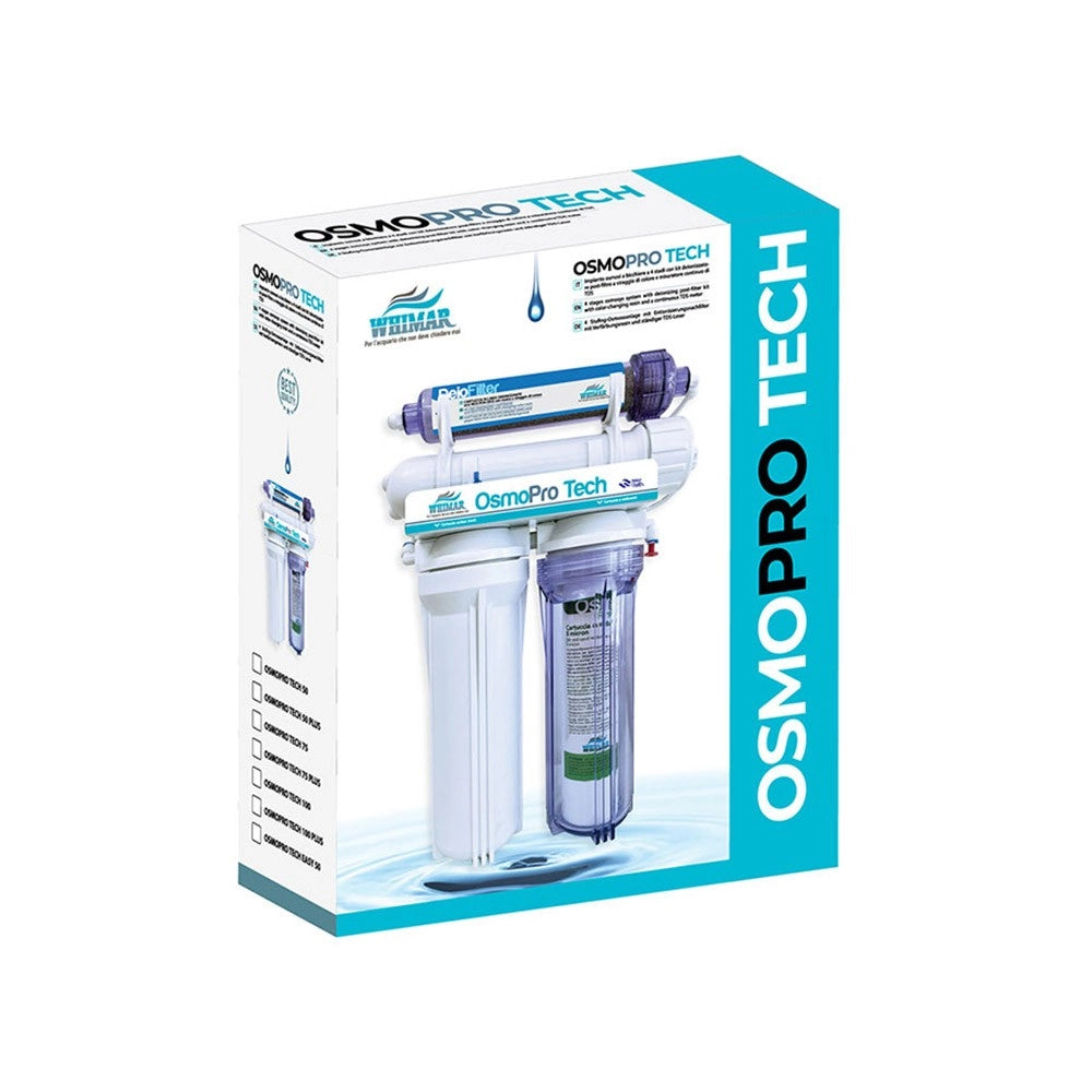 Whimar OsmoPro Tech Easy 50GPD 190 L/g - Impianto bicchiere con membrana Vontron, flush-valve e post-filtro deionizzante