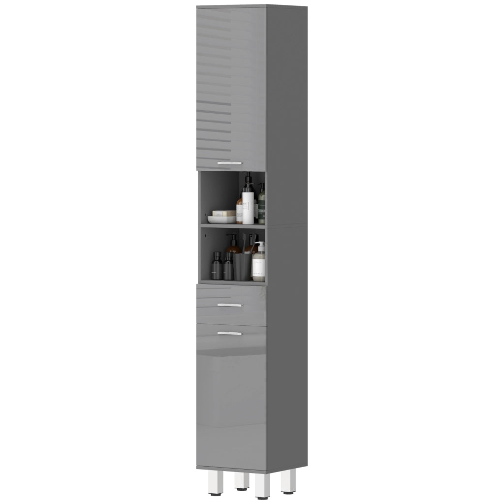 Mobile Bagno con Ripiani e Cassetto Regolabile ¨C Zephmum ¨C Grigio 40x30x60 cm