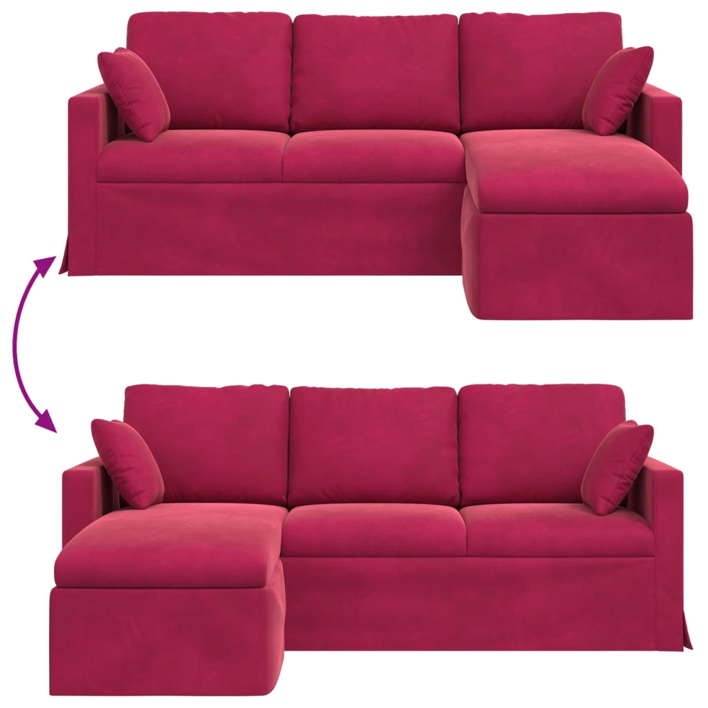 Divano Rosso Vino 198 x 134 x 80 cm Velluto 42024463
