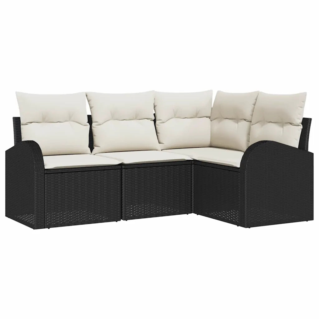 Set Divano da Giardino 4 pcs Nero e Bianco polyrattan 3354686
