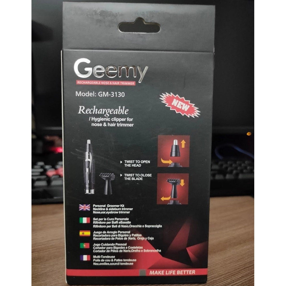 Trade Shop - Rasoio 2 In 1 Rifinitore Per Naso Capelli Basette Orecchie Ricaricabile Gm-3130 -