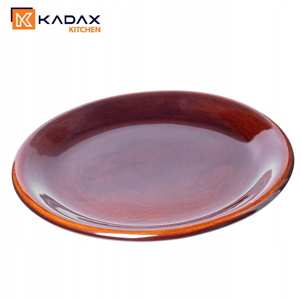 Piatto piano KADAX 24 cm in ceramica, gres, grande, marrone