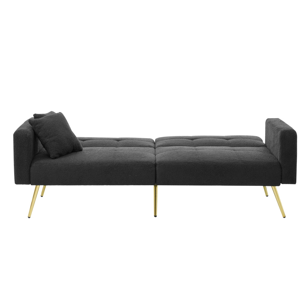 Divano letto con angolo regolabile - Zephmum- Gambe dorate, cuscini e tasche laterali