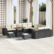 Set Divano da Giardino con cuscino 13 pcs Nero polyrattan