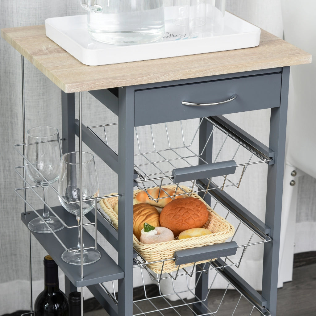 Carrello da Cucina con Cassetto e Cestelli ¨C Minimal ¨C Grigio Scuro