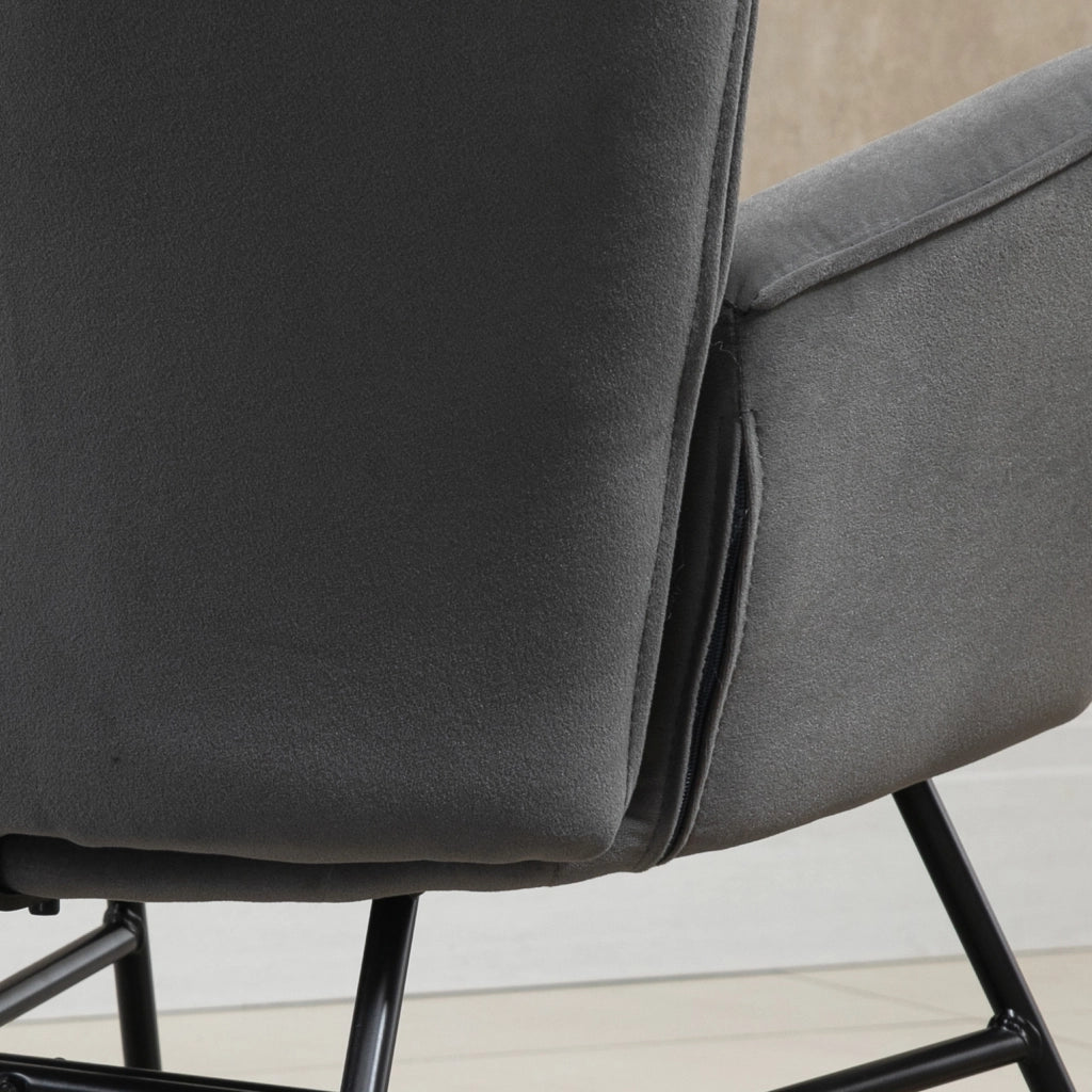 Poltrona a Dondolo in Velluto ¨C Minimal ¨C Grigio Scuro