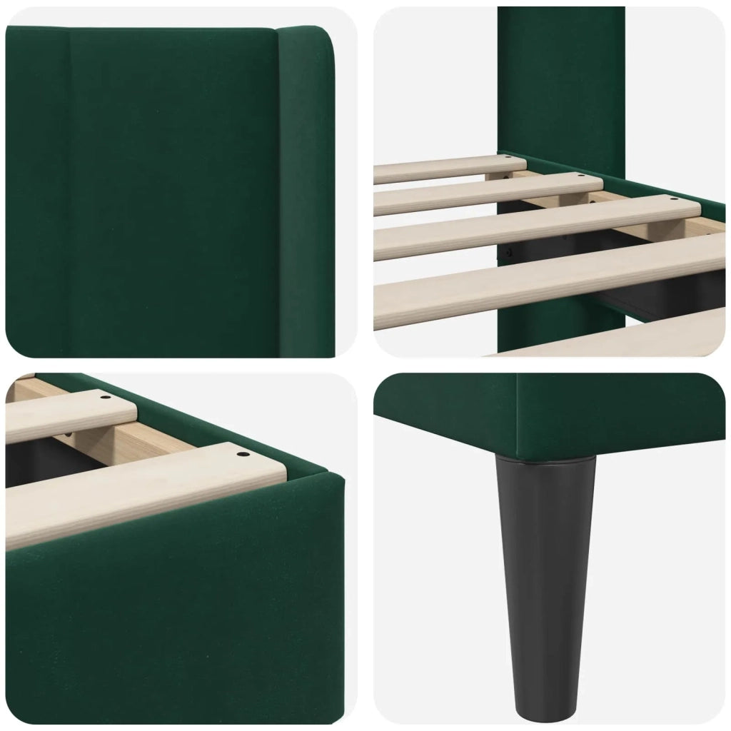 Letto matrimoniale | Letto per adulti | Struttura del letto Verde Scuro 180 x 200 cm Velluto