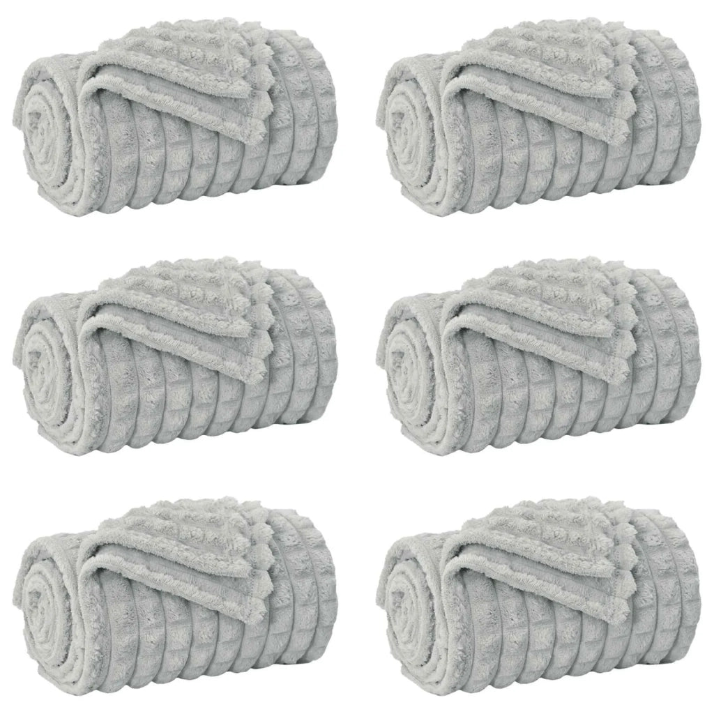Coperte da Pile 6 pz Grigio 150 x 130 cm Panno