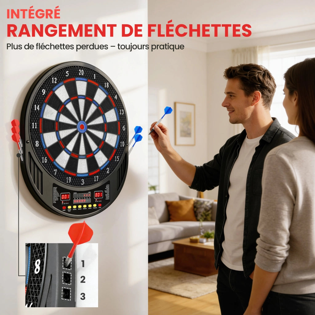 Gioco di freccette elettronico con punte morbide ¨C zephmum ¨C 2 schermi LED, 33 giochi, 8 giocatori