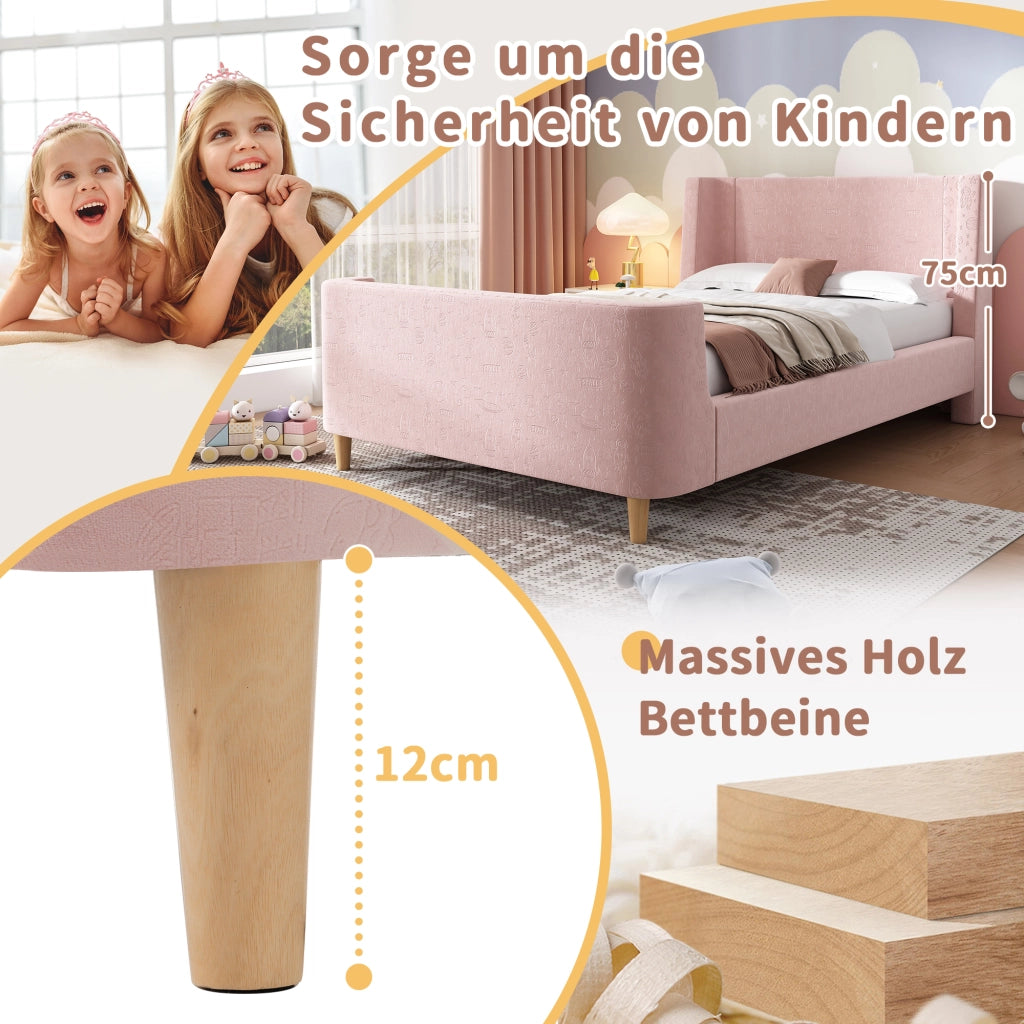 letto singolo velluto rosa 90 x 200 cm