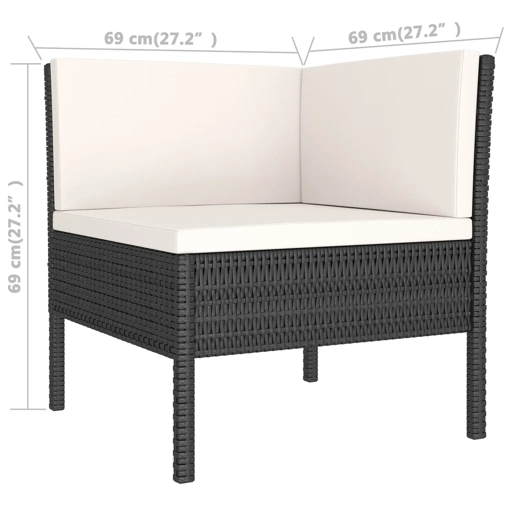 Set Divani da Giardino 10 pz con Cuscini in Polyrattan Nero 3094576