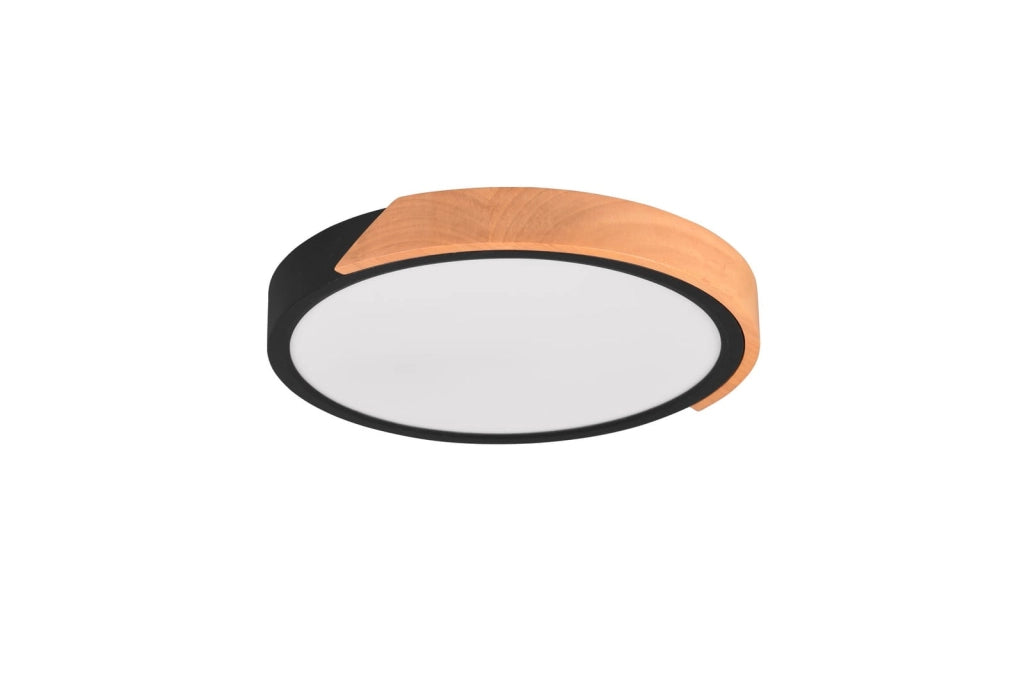 Plafoniera LED JANO 20W 3000K nera/legno chiaro RL