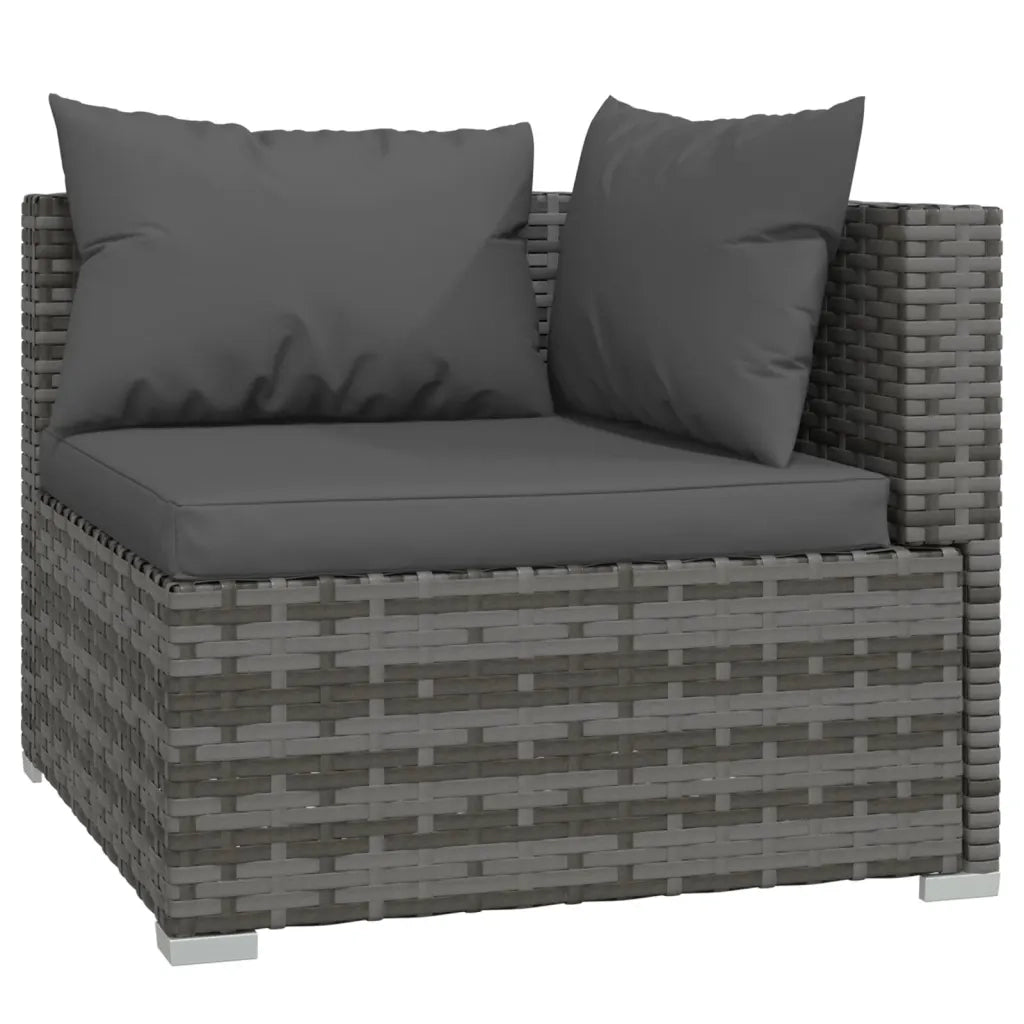 Set Divani da Giardino 9 pz con Cuscini in Polyrattan Grigio 3101565