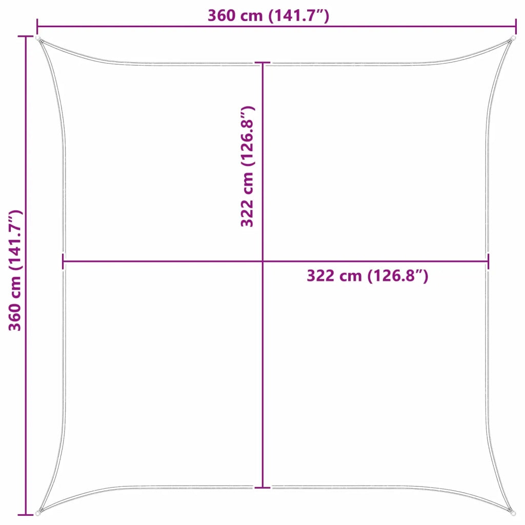 Telo Ombra da Esterno 3,6 x 3,6 m 100% Poliestere Oxford 42030985