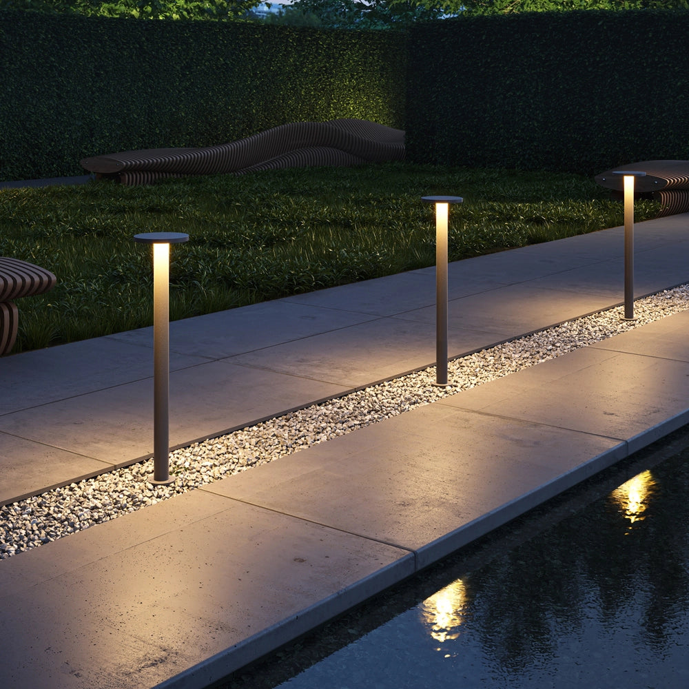 Lampada Da Terra Moderna Da Esterno Metallo Grafite Luce Led 12W Ip65