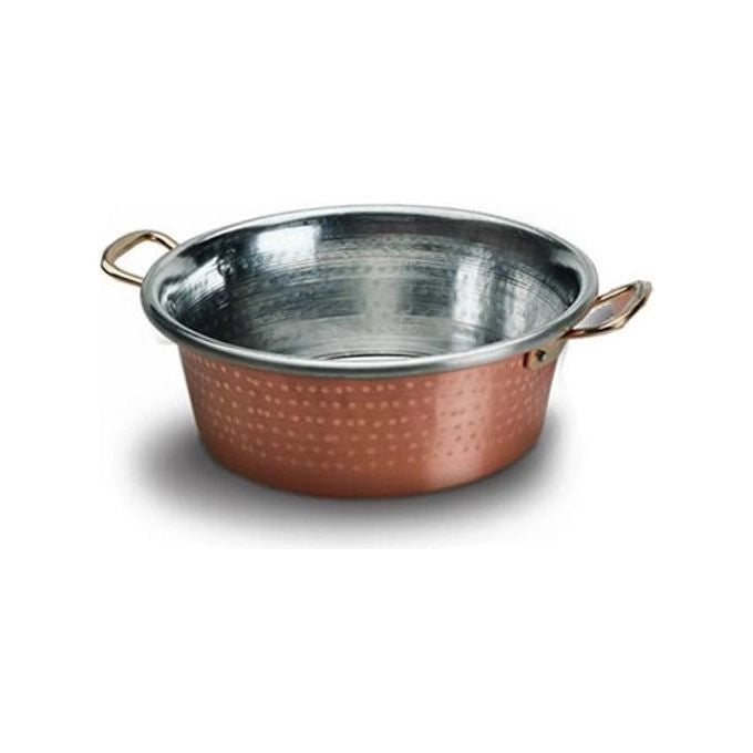 LAR Risottiera in Rame Stagnato Chef 2 Manici Fondo Martellato Stagnatura Termica a Fuoco 30 cm