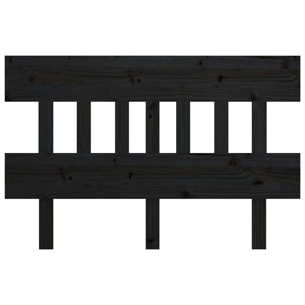 Testiera | Testata per Letto Nera 123,5x3x81 cm in Legno Massello di Pino