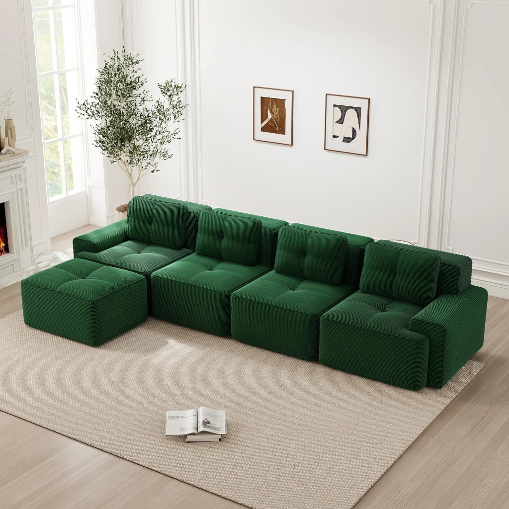 Divano modulare senza ossa - Zephmum- 4 posti verde corduroy
