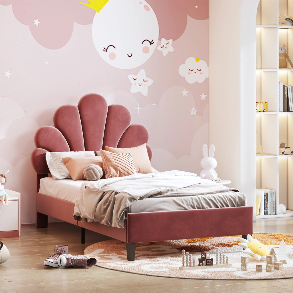 LETTO Imbottito 90x200 cm Velluto Rosso Fagiolo